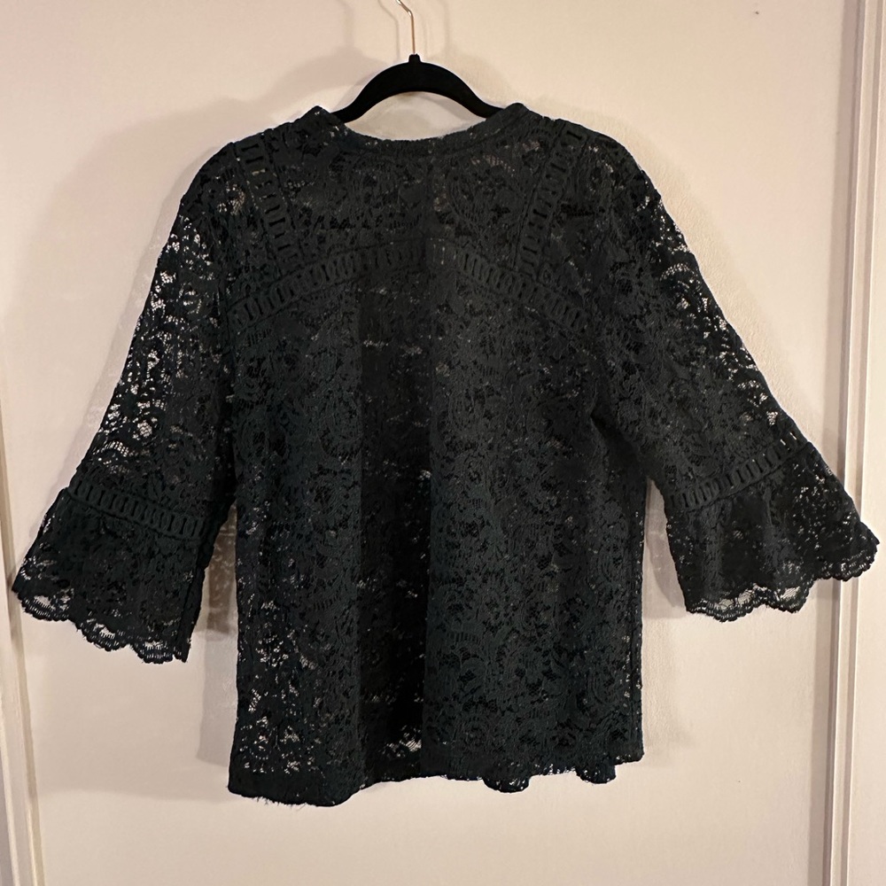 Loft Elegant Dark Emerald Green Lace Top